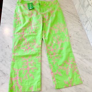 Lilly Pulitzer Girl’s pants green with pink coral